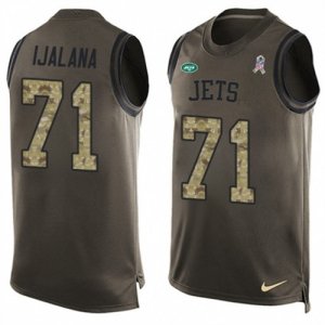 Mens Nike New York Jets #71 Ben Ijalana Limited Green Salute to Service Tank Top NFL Jersey