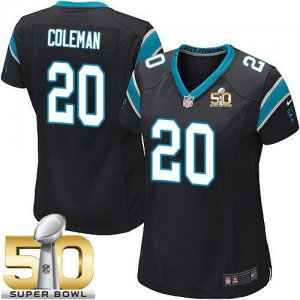Women Nike Panthers #20 Kurt Coleman Black Team Color Super Bowl 50 Stitched Jersey