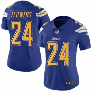 Women\'s Nike San Diego Chargers #24 Brandon Flowers Limited Electric Blue Rush NFL Jersey