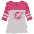 Miami Dolphins 5th & Ocean By New Era Girls Youth Jersey 34 Sleeve T-Shirt White Pink