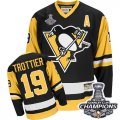 Mens CCM Pittsburgh Penguins #19 Bryan Trottier Premier Black Throwback 2016 Stanley Cup Champions NHL Jersey