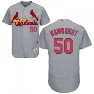 2016 Men St. Louis Cardinals #50 Adam Wainwright Majestic Gray Flexbase Authentic Collection Player Jersey