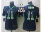 2015 Super Bowl XLIX Women Nike Seattle Seahawks #11 Harvin Blue Jerseys(Drift Fashion)