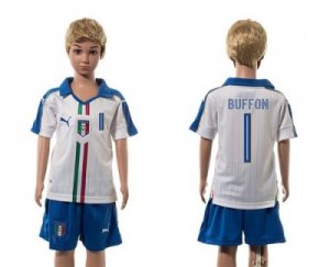 Italy #1 Buffon White Away Kid Soccer Country Jersey