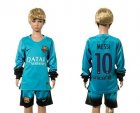 Barcelona #10 Messi SEC Away Long Sleeves Kid Soccer Club Jersey