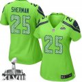 Nike Seattle Seahawks #25 Richard Sherman Green Alternate Super Bowl XLVIII Women Stitched NFL Elite Jersey