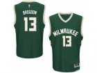 Men Adidas Milwaukee Bucks #13 Malcolm Brogdon Authentic Green Road NBA Jersey