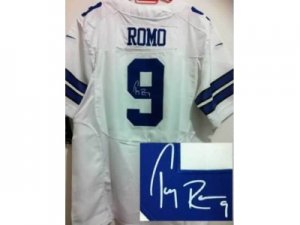 Nike Dallas Cowboys #9 Tony Romo white jerseys[Elite signature]