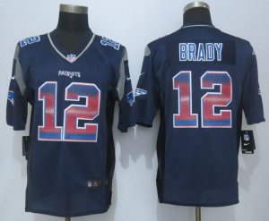 2015 New Nike New England Patriots #12 Brady Navy Blue Strobe Jerseys(Limited)