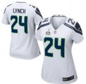 2014 Super Bowl XLVIII Nike Seattle Seahawks #24 Marshawn Lynch white women Jersey