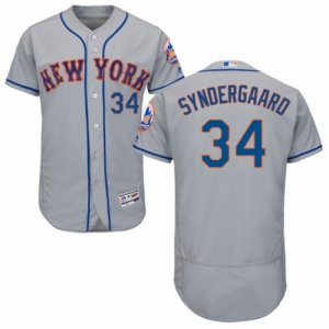 Men\'s Majestic New York Mets #34 Noah Syndergaard Grey Flexbase Authentic Collection MLB Jersey