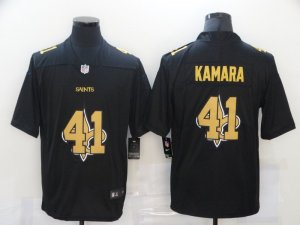 Mens New Orleans Saints #41 Alvin Kamara Black 2020 Shadow Logo Vapor