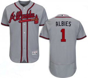 Braves #1 Ozzie Albies Gray Flexbase Jersey