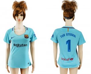 2017-18 Barcelona 1 TER STEGEN Away Women Soccer Jersey