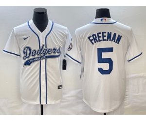 Men\'s Los Angeles Dodgers #5 Freddie Freeman White Cool Base Stitched Baseball Jersey1