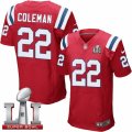 Mens Nike New England Patriots #22 Justin Coleman Elite Red Alternate Super Bowl LI 51 NFL Jersey