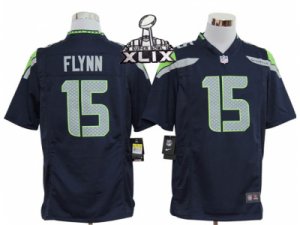 2015 Super Bowl XLIX Nike NFL Seattle Seahawks #15 Matt Flynn Blue Game Jerseys
