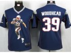 Nike Womens New England Patriots #39 Woodhead Blue Portrait Fashion Game Jerseys