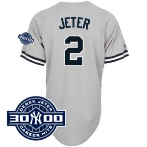 New York Yankees #2 Derek Jeter grey with 3000 hits patch