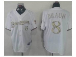 mlb jerseys milwaukee brewers #8 ryan braun white[number camo]