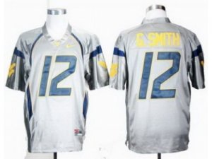 NCAA West Virginia Mountaineers Geno Smith #12 Grey College Football Jersey