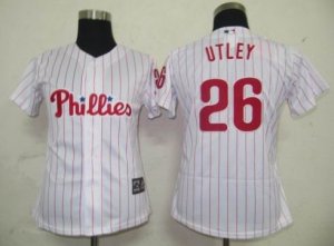 MLB Women Jerseys Philadephia Phillis #26 Utley white[Red strip]