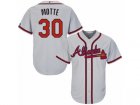 Youth Majestic Atlanta Braves #30 Jason Motte Replica Grey Road Cool Base MLB Jersey