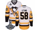 Mens Reebok Pittsburgh Penguins #58 Kris Letang Authentic White Away 2017 Stanley Cup Champions NHL Jersey
