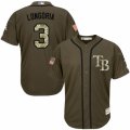 Mens Majestic Tampa Bay Rays #3 Evan Longoria Replica Green Salute to Service MLB Jersey