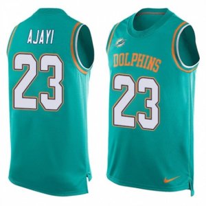 Mens Nike Miami Dolphins #23 Jay Ajayi Limited Aqua Green Player Name & Number Tank Top NFL Jersey