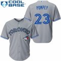 Mens Majestic Toronto Blue Jays #23 Dalton Pompey Replica Grey Road MLB Jersey