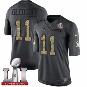 Mens Nike New England Patriots #11 Drew Bledsoe Limited Black 2016 Salute to Service Super Bowl LI 51 NFL Jersey