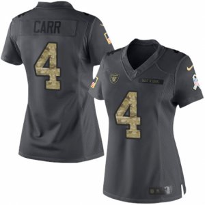 Women\'s Nike Oakland Raiders #4 Derek Carr Limited Black 2016 Salute to Service NFL Jersey
