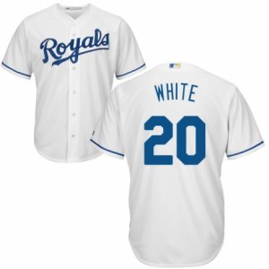 Men\'s Majestic Kansas City Royals #20 Frank White Replica White Home Cool Base MLB Jersey