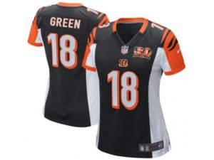 Women Cincinnati Bengals #18 A.J. Green Nike Black 50th Anniversary Patch Game Jersey