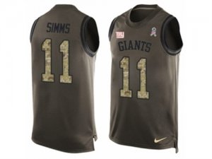 Mens Nike New York Giants #11 Phil Simms Limited Green Salute to Service Tank Top NFL Jersey