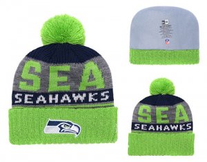 Seahawks Fresh Logo Green Pom Knit Hat YD