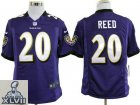 2013 Super Bowl XLVII NEW Baltimore Ravens #20 Reed purple (Game new jerseys)