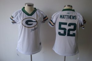 2011 women field flirt fashion nfl green bay packers #52 matthews white