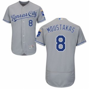 Men\'s Majestic Kansas City Royals #8 Mike Moustakas Grey Flexbase Authentic Collection MLB Jersey