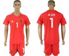 Spain 1 DE GEA Red Goalkeeper 2018 FIFA World Cup Soccer Jersey