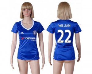 Womens Chelsea #22 Willian Home Soccer Club Jersey