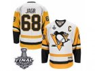 Mens CCM Pittsburgh Penguins #68 Jaromir Jagr Authentic White Throwback 2017 Stanley Cup Final NHL Jersey