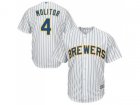 Youth Milwaukee Brewers #4 Paul Molitor White Strip Cool Base Stitched MLB Jersey