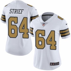Women\'s Nike New Orleans Saints #64 Zach Strief Limited White Rush NFL Jersey