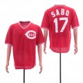 Reds #17 Chris Sabo Red Throwback BP Mesh Jersey