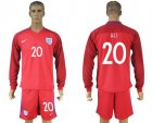 England #20 ALI Away Long Sleeves Soccer Country Jersey