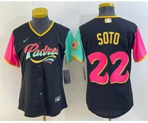 Women\'s San Diego Padres #22 Juan Soto Black 2022 City Connect Cool Base Stitched Jersey