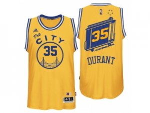 Golden State Warriors #35 Kevin Durant Hardwood Classics Swingman Gold Jersey