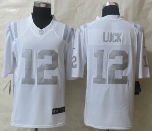 Nike Indianapolis Colts #12 Andrew Luck Platinum White Jerseys(Game)